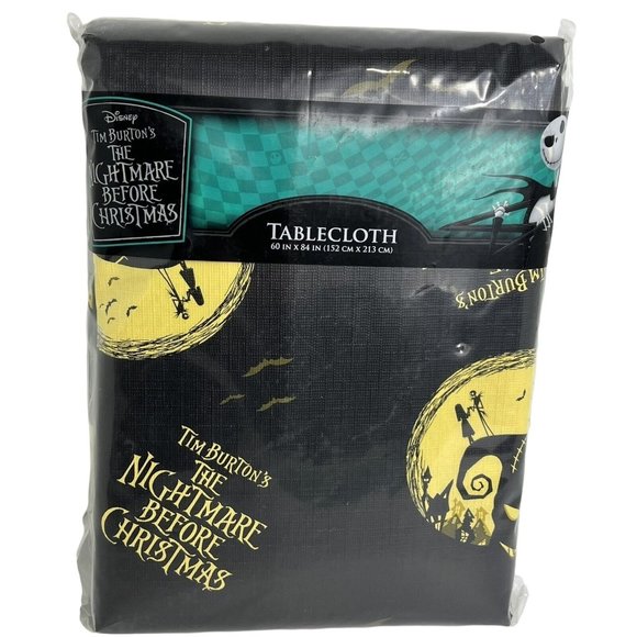 Disney Nightmare Before Christmas Tablecloth 60"X84" Oogie Boogie Black Yellow - Picture 11 of 12
